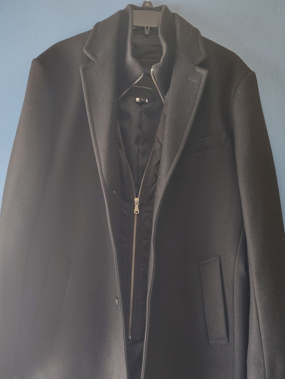 Banana Republic Men's Black Wool-Blend Sport Coat with Quilted Zip-In Liner